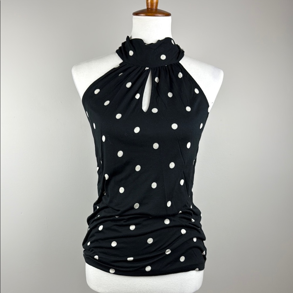 Club Monaco Black Polka Dot Halter Top